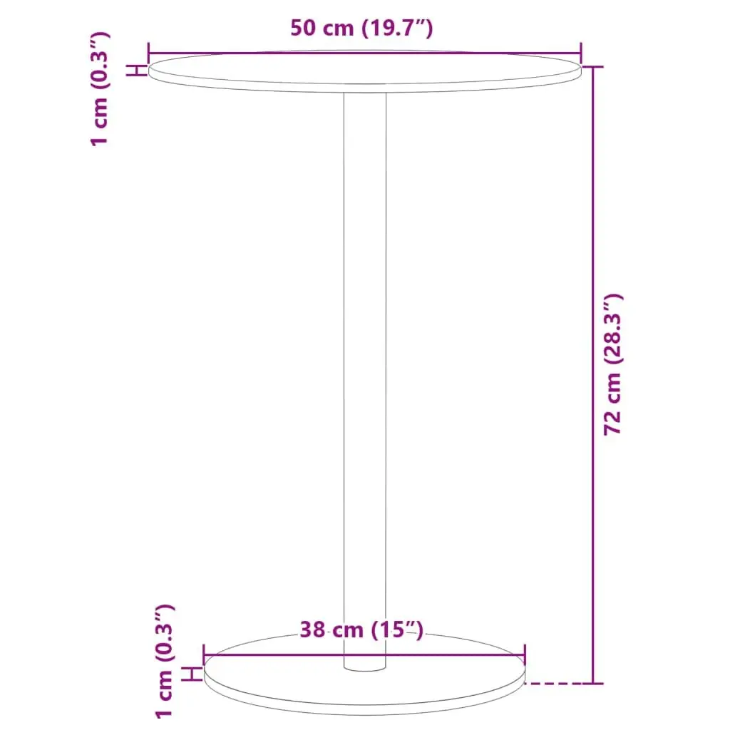 Round Garden Table Outdoor Patio Ø50cm Height 72cm