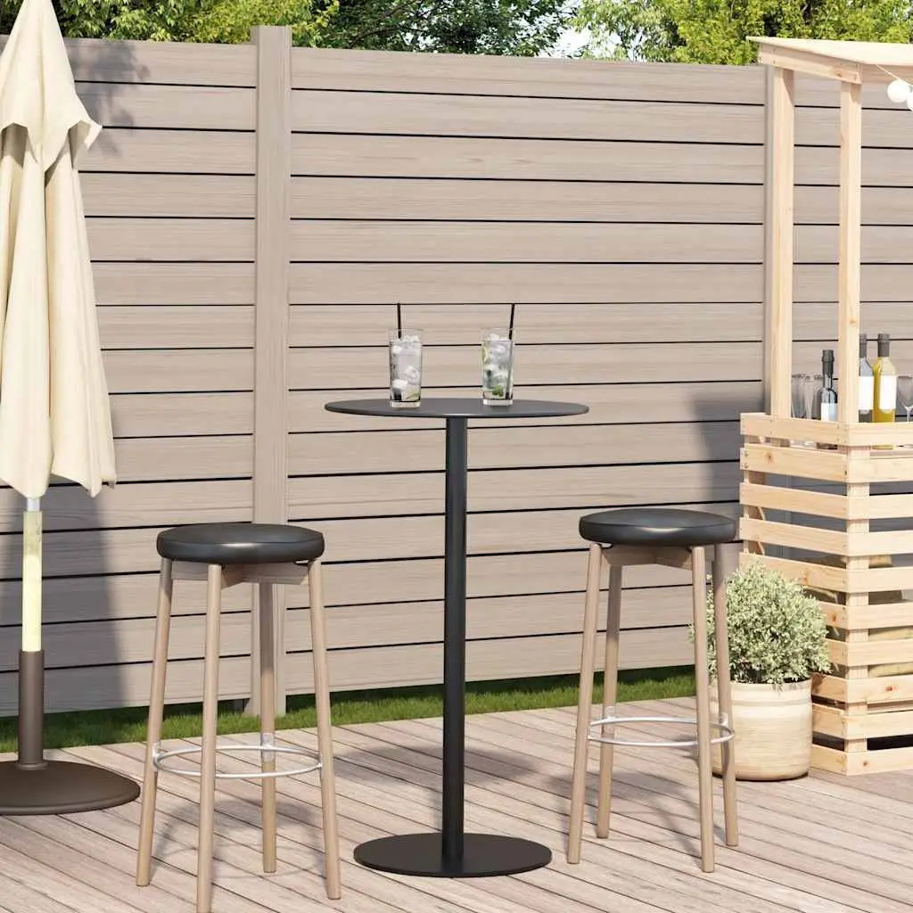 Round Garden Table Black Ø60cm Outdoor Patio Furniture Steel Frame Dining