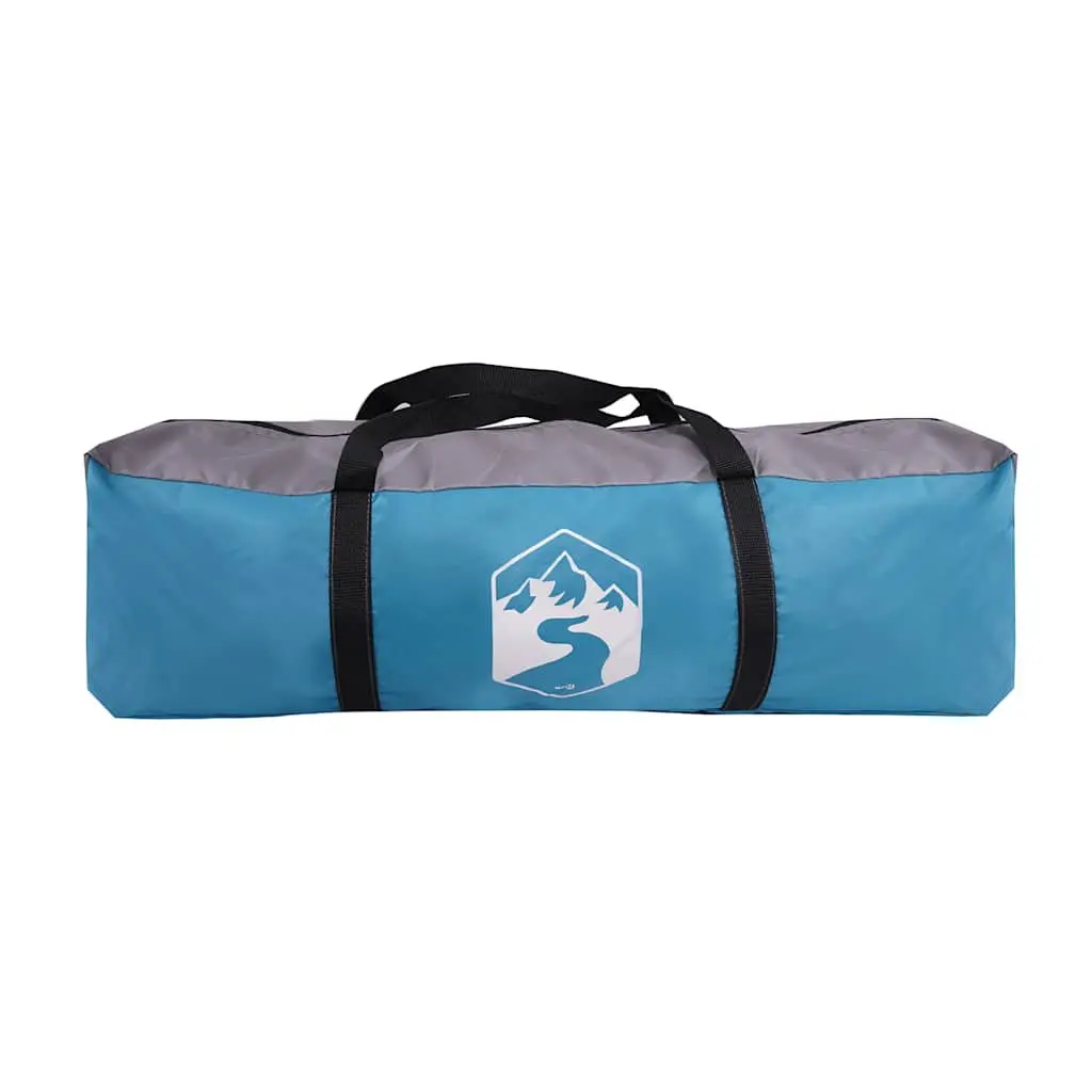 Tunnel Camping Tent for 4 People Blue Waterproof Fibreglass Poles Easy to Set Up
