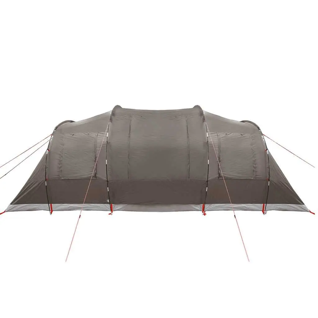 Family Tunnel Tent 6-Person Brown Waterproof Camping Shelter Fibreglass Poles