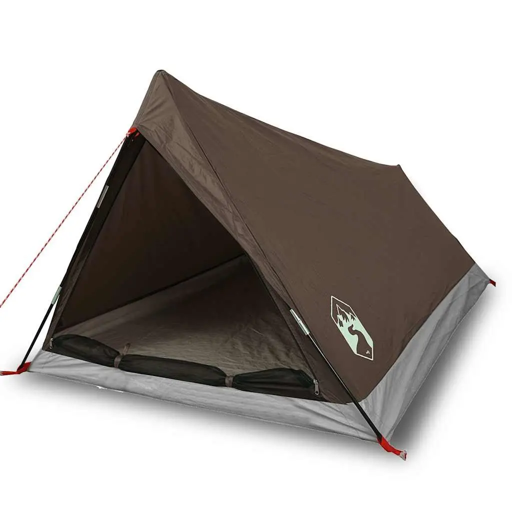 Camping Tent 2-Person Brown Waterproof with Mosquito Protection and Ventilation