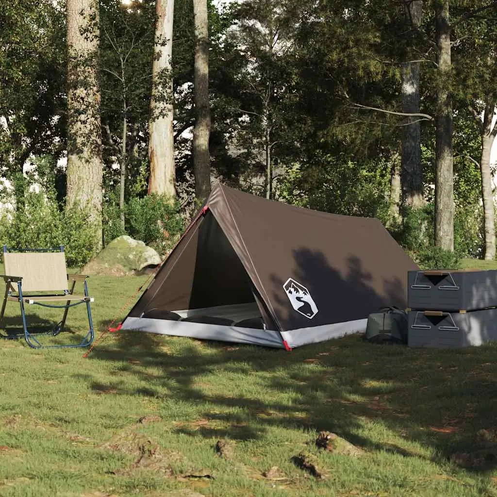Camping Tent 2-Person Brown Waterproof with Mosquito Protection and Ventilation