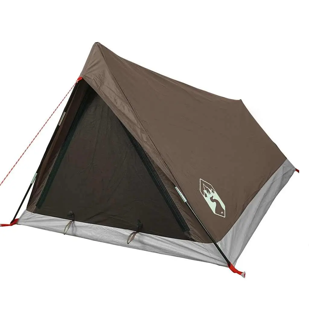 Camping Tent 2-Person Brown Waterproof with Mosquito Protection and Ventilation