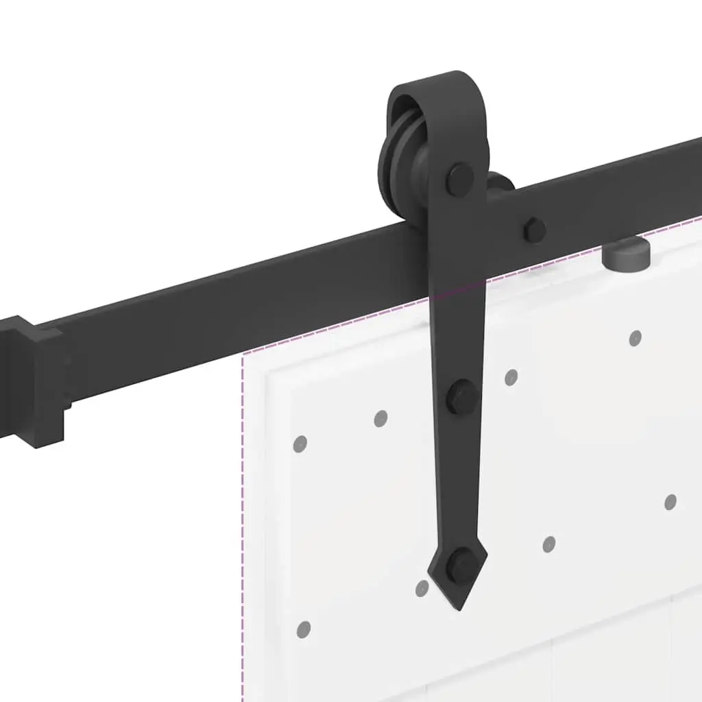 Sliding Door Hardware Kit for Interior Use 213.5cm Black Steel Track Rail System
