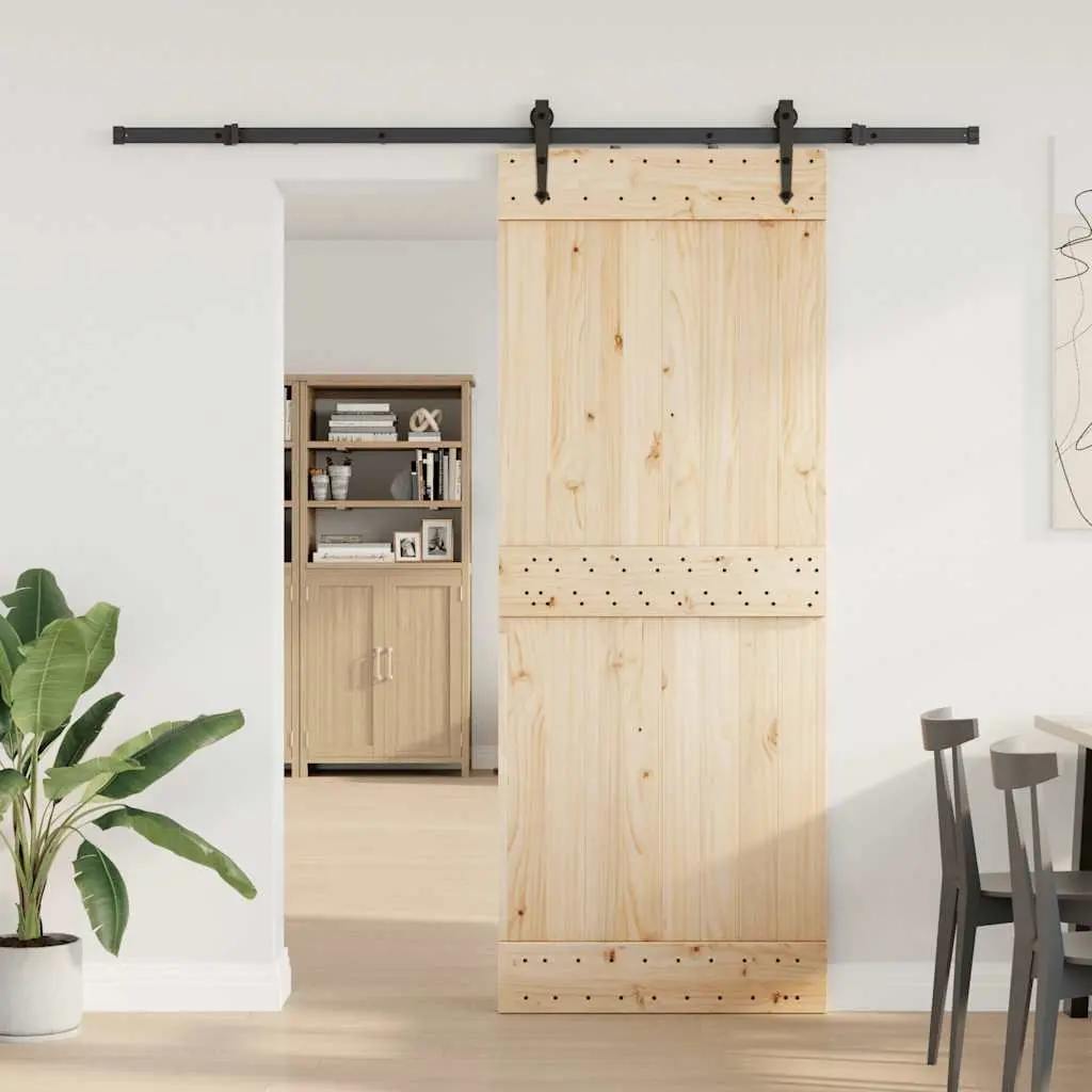 Sliding Door Hardware Kit for Interior Use 213.5cm Black Steel Track Rail System