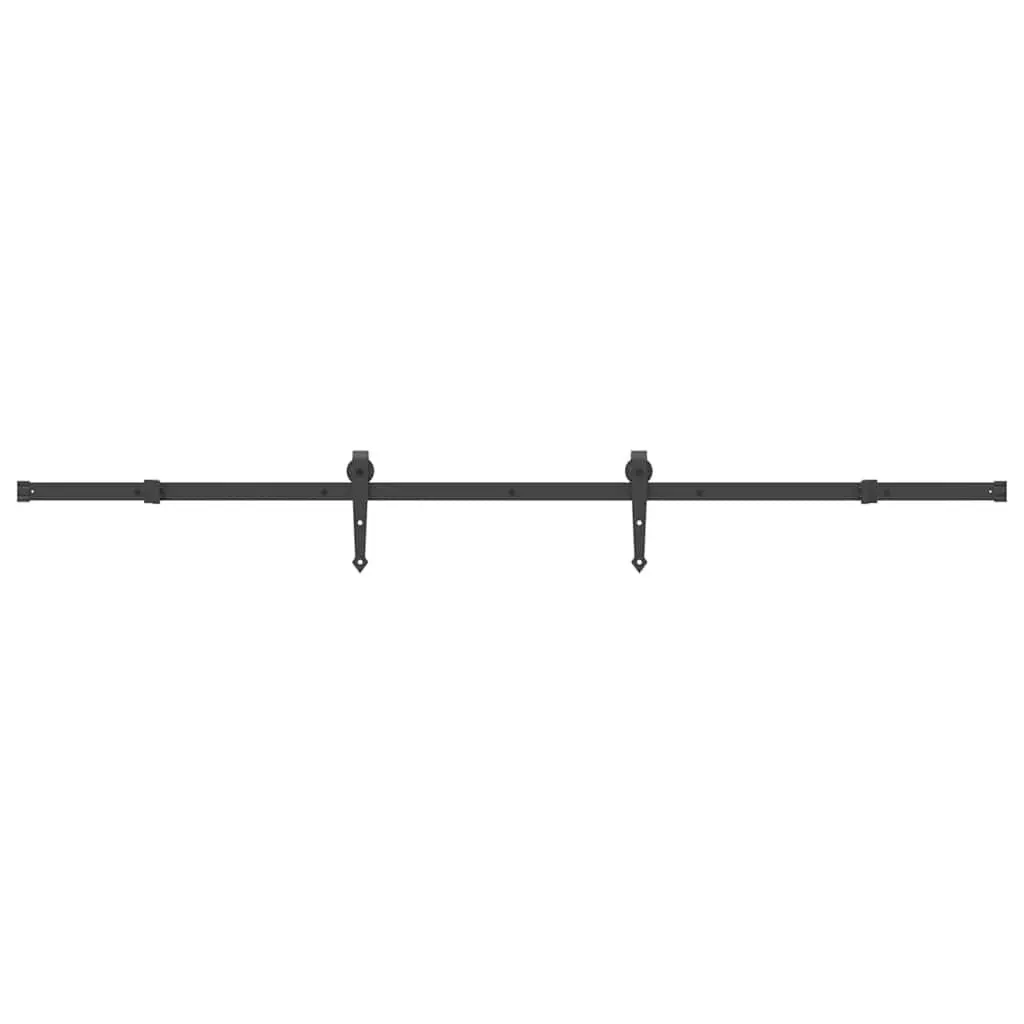 Sliding Door Hardware Kit for Interior Use 213.5cm Black Steel Track Rail System