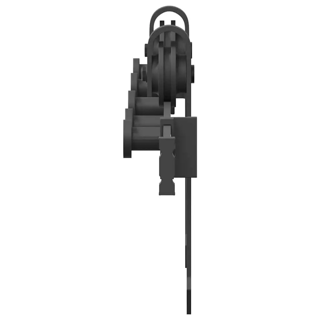 Sliding Door Hardware Kit for Interior Use 213.5cm Black Steel Track Rail System