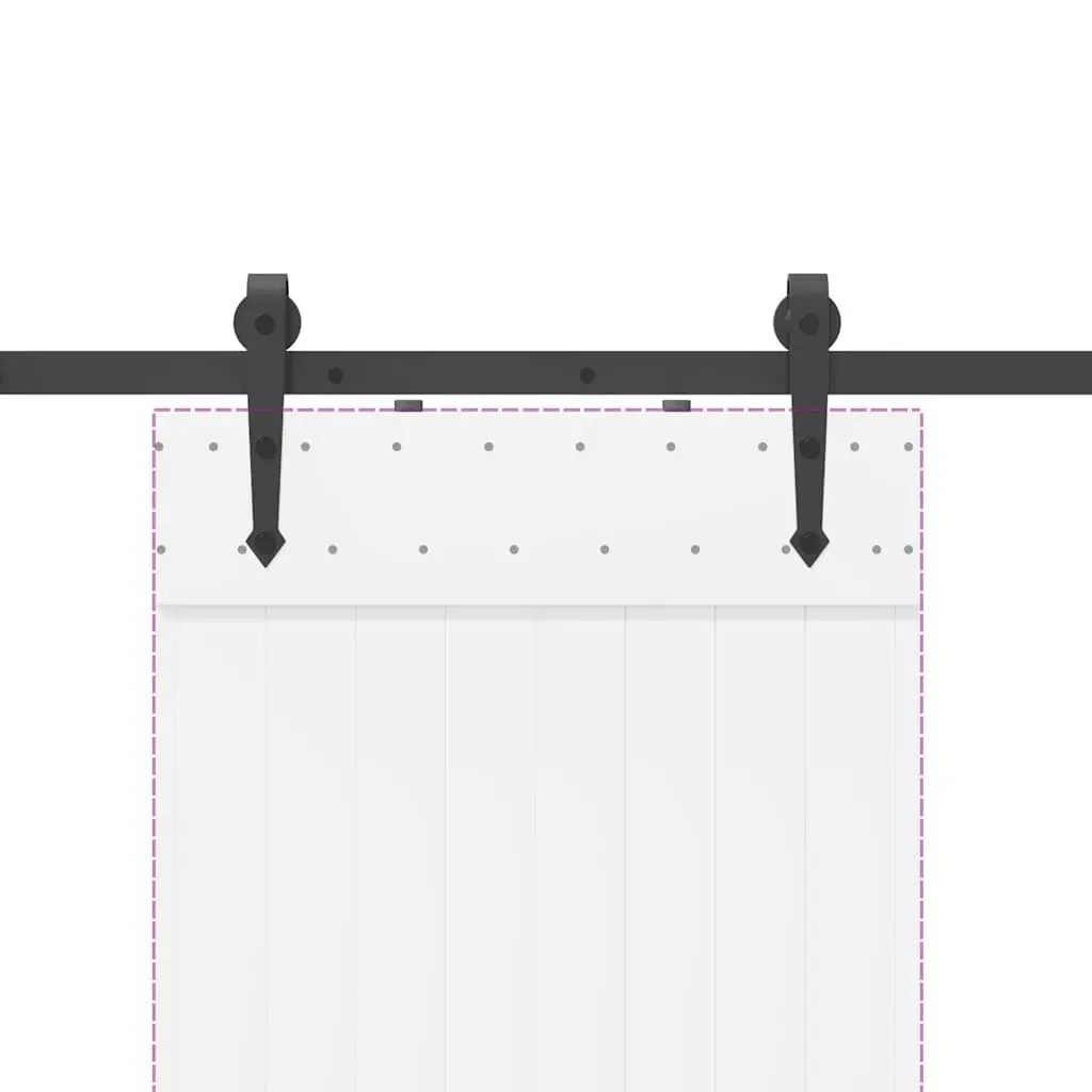 Sliding Door Hardware Kit for Interior Use 213.5cm Black Steel Track Rail System