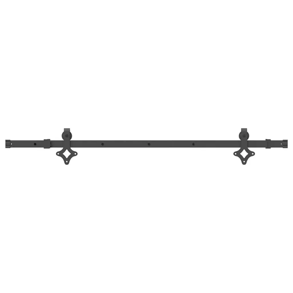 Sliding Door Hardware Kit for Interior Use 152.5cm Black Steel Track Rail System