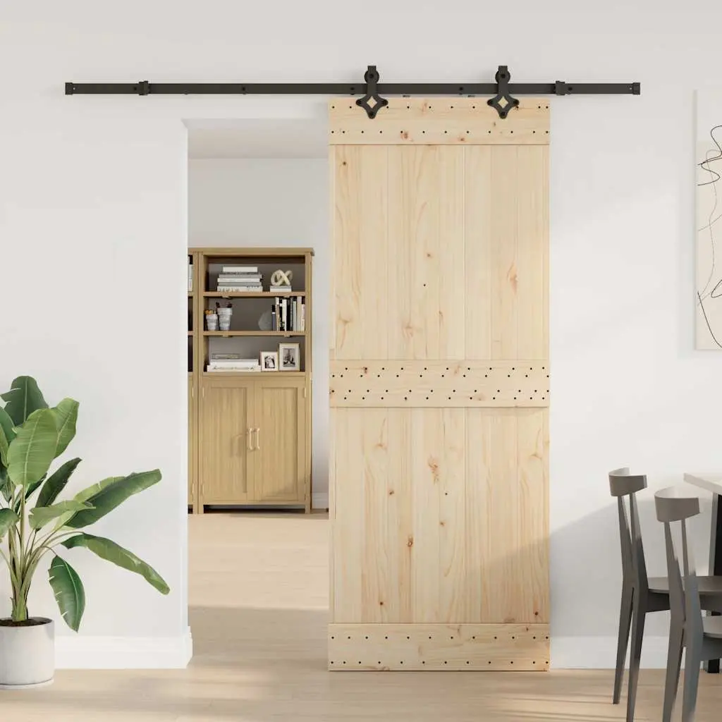 Sliding Door Hardware Kit 213.5cm Steel Track Rail System Black