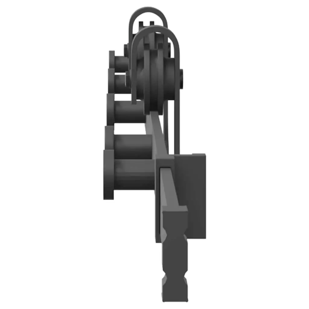 Sliding Door Hardware Kit 213.5cm Steel Track Rail System Black