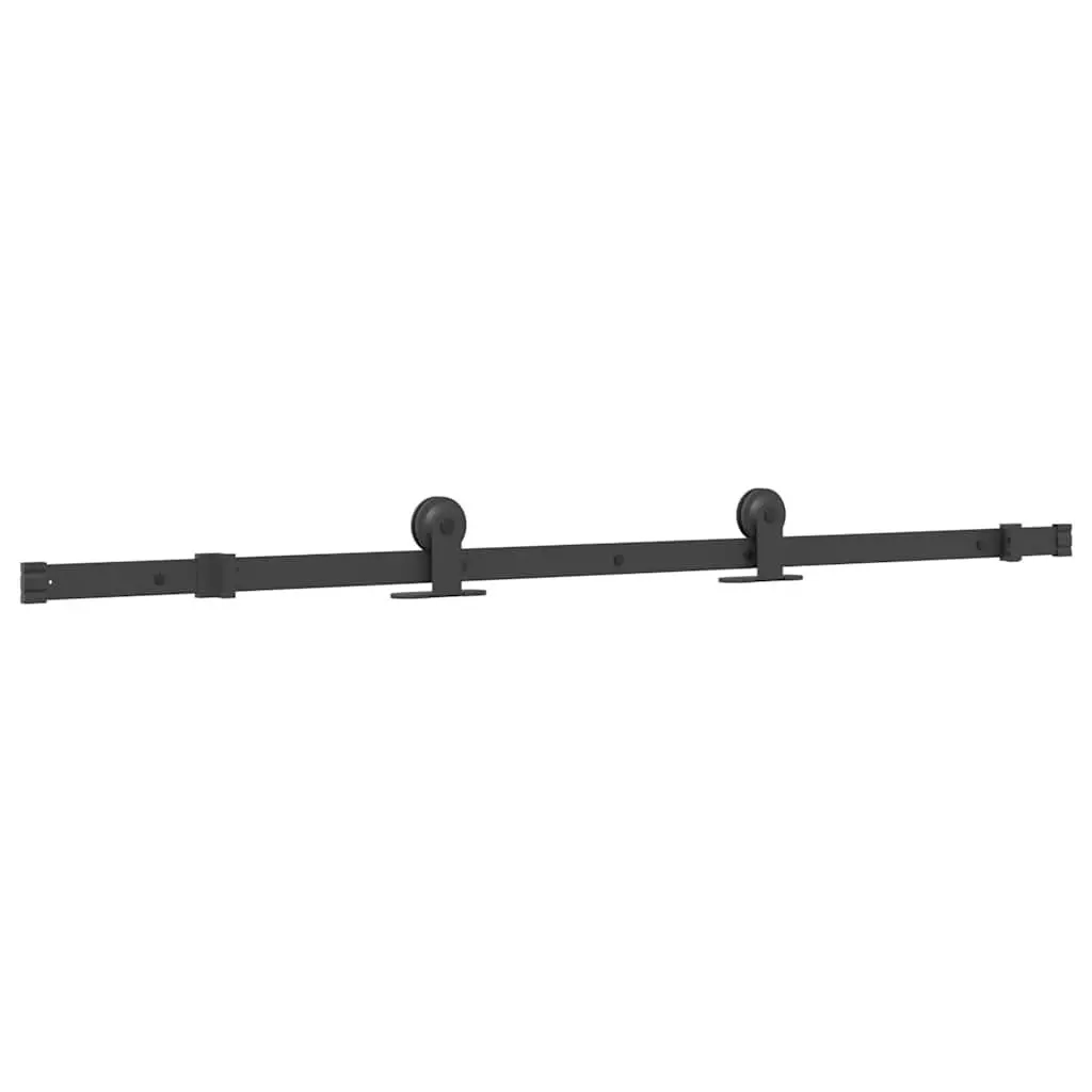 Sliding Door Hardware Kit for Study Bedroom Living Room 152.5cm Steel Track Rail System Black