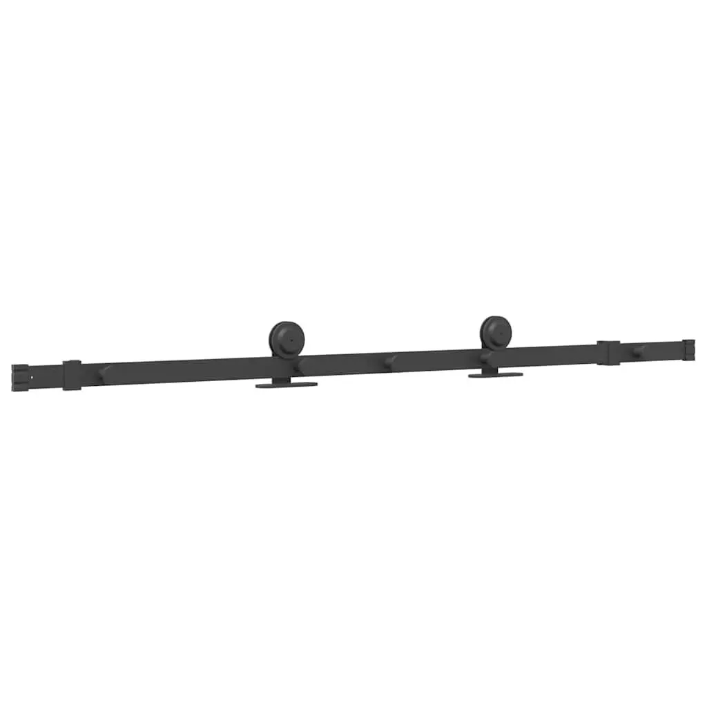 Sliding Door Hardware Kit for Study Bedroom Living Room 152.5cm Steel Track Rail System Black