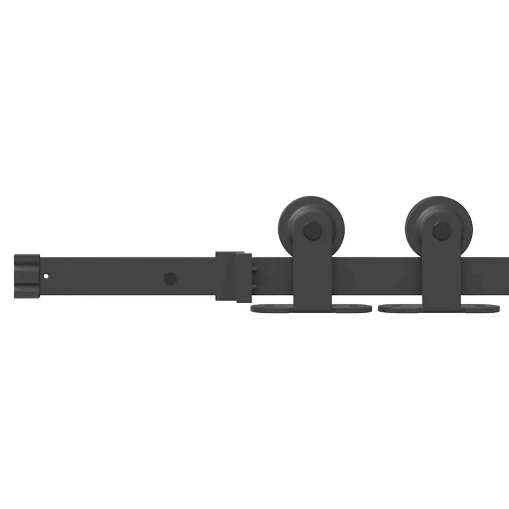 Sliding Door Hardware Kit for Study Bedroom Living Room 152.5cm Steel Track Rail System Black