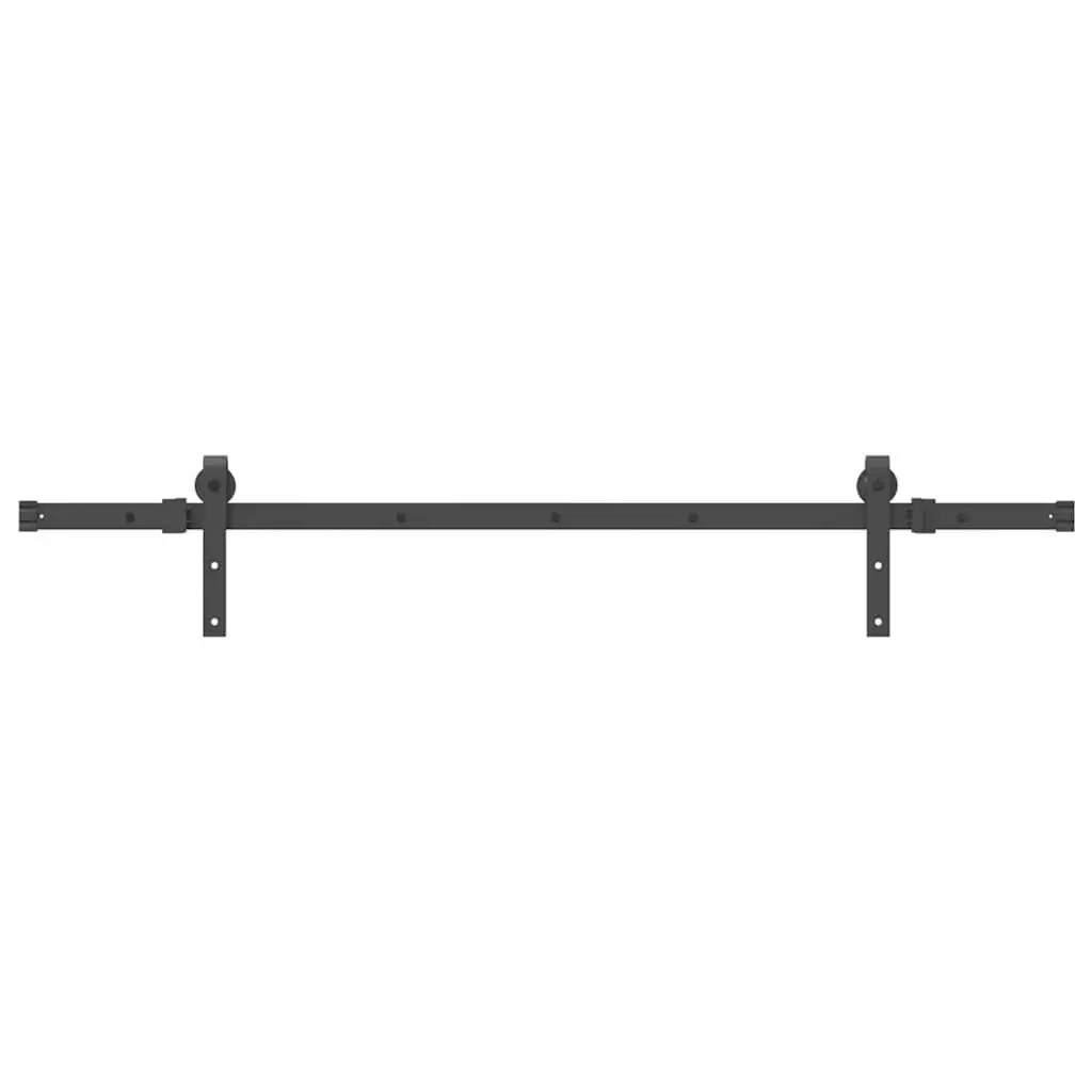 Sliding Door Hardware Kit for Home 152.5cm Steel Track Rail System Black