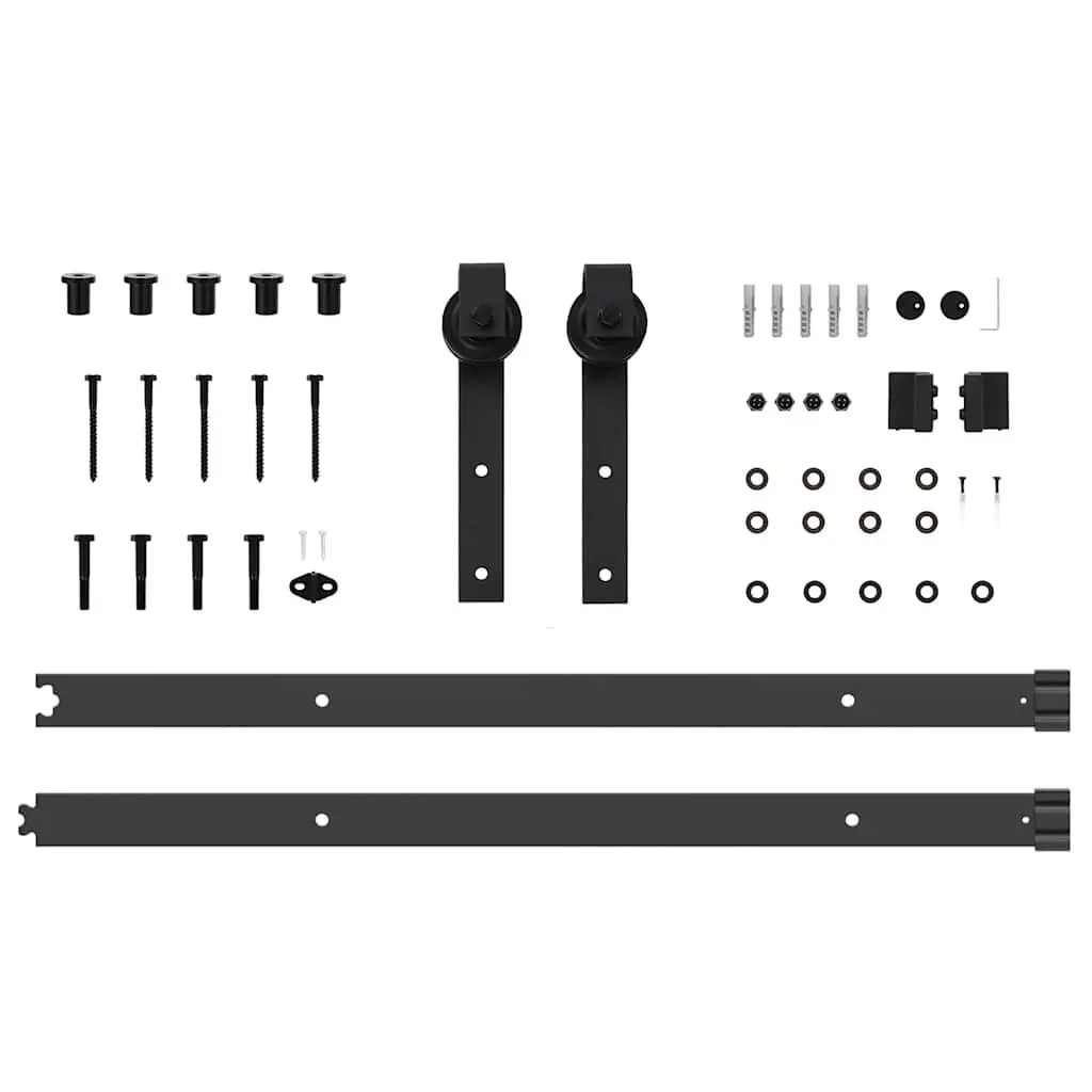 Sliding Door Hardware Kit for Home 152.5cm Steel Track Rail System Black
