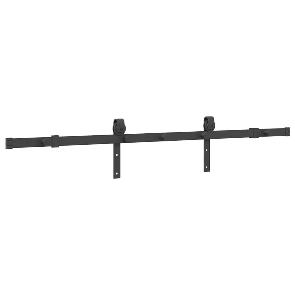 Sliding Door Hardware Kit for Home 152.5cm Steel Track Rail System Black