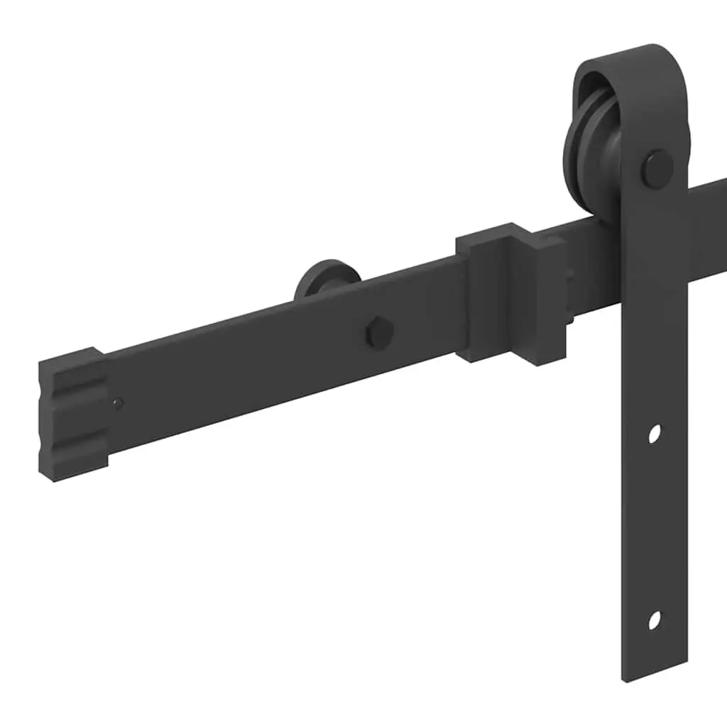 Sliding Door Hardware Kit for Home 152.5cm Steel Track Rail System Black