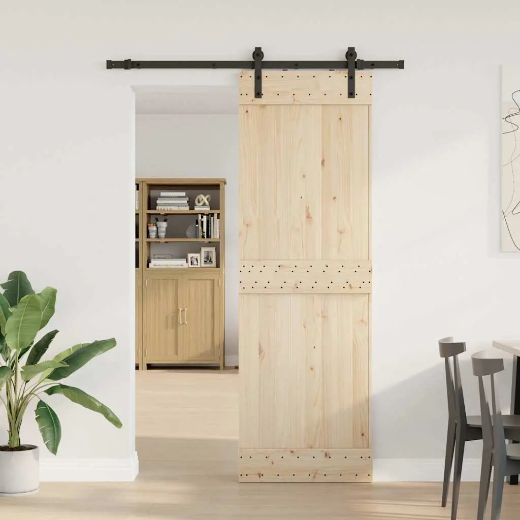 Sliding Door Hardware Kit 213.5cm Steel Track Rail Barn Door System Black