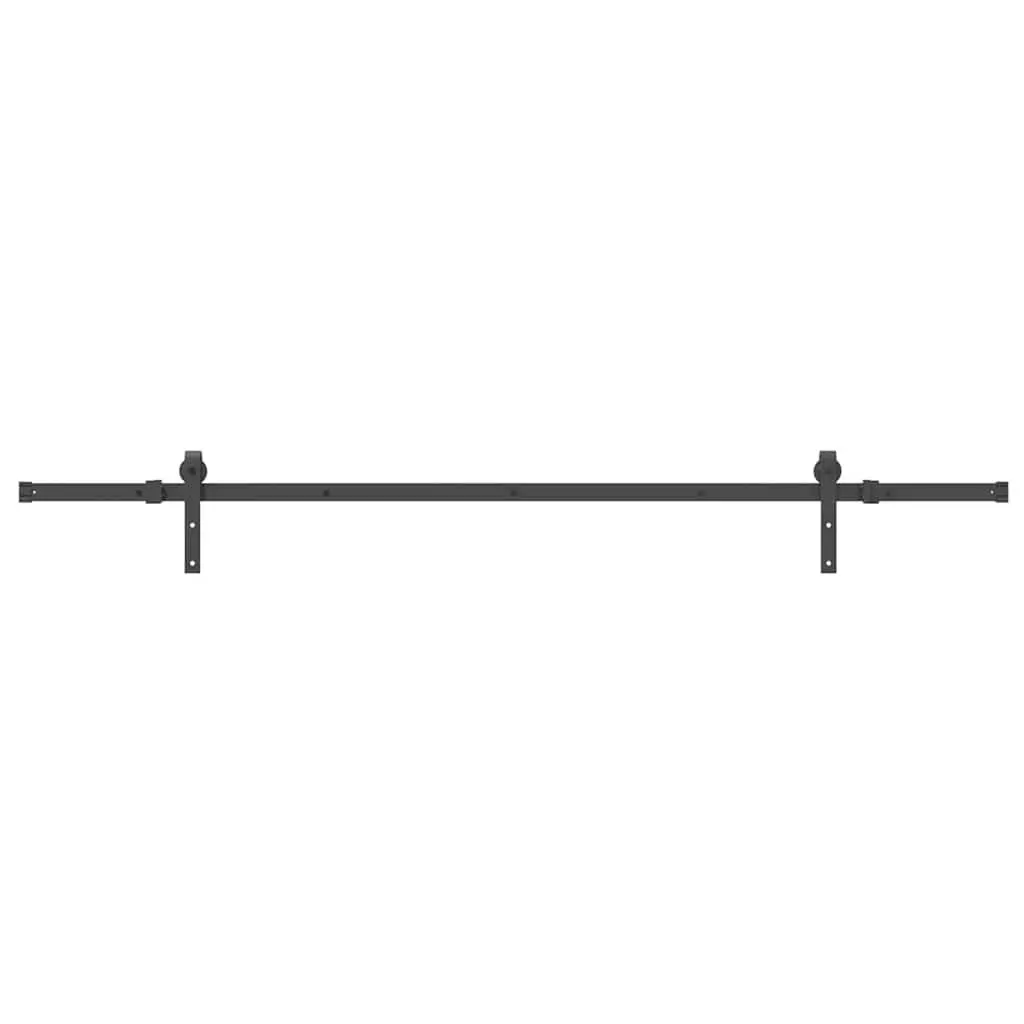 Sliding Door Hardware Kit 213.5cm Steel Track Rail Barn Door System Black