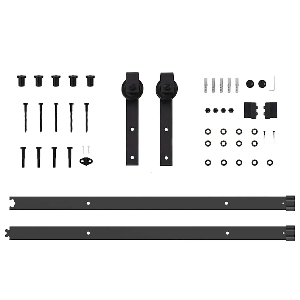 Sliding Door Hardware Kit 213.5cm Steel Track Rail Barn Door System Black
