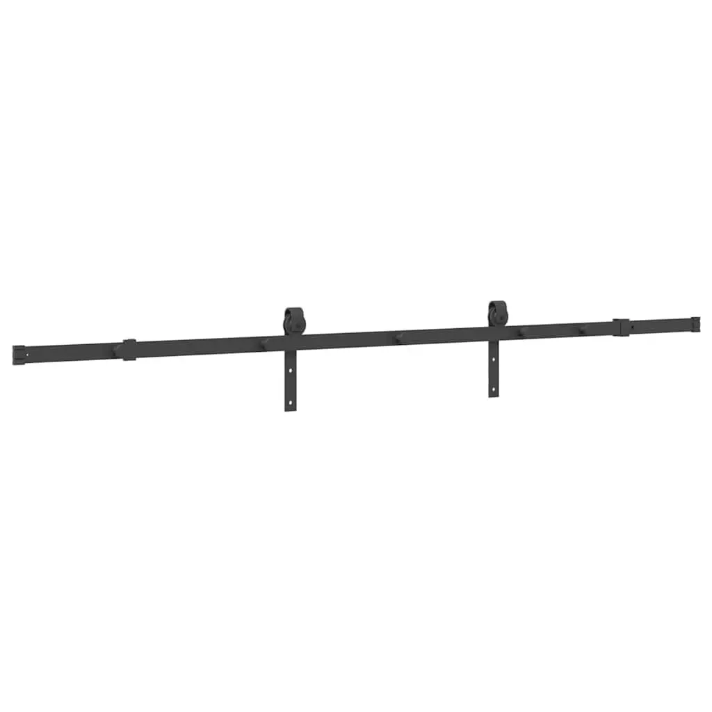 Sliding Door Hardware Kit 213.5cm Steel Track Rail Barn Door System Black