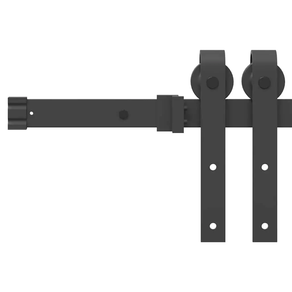 Sliding Door Hardware Kit 213.5cm Steel Track Rail Barn Door System Black