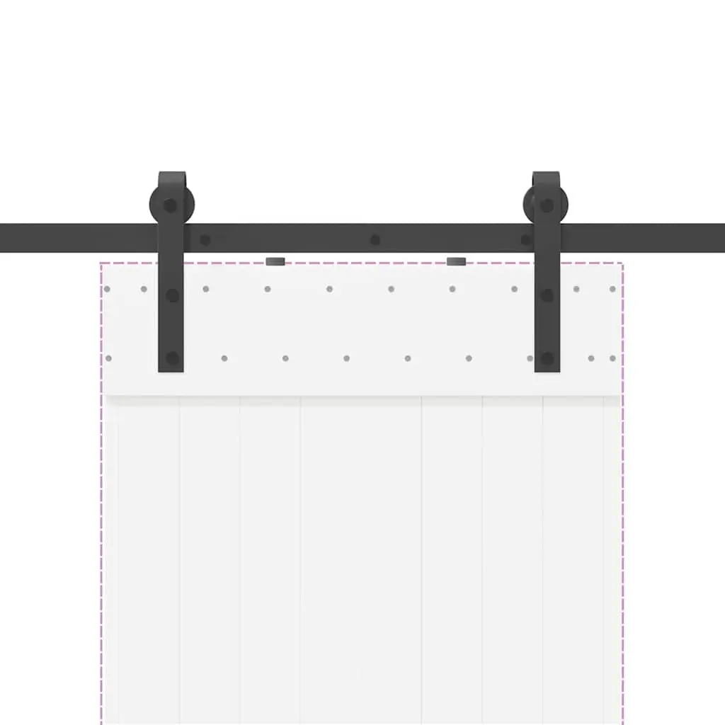 Sliding Door Hardware Kit 213.5cm Steel Track Rail Barn Door System Black