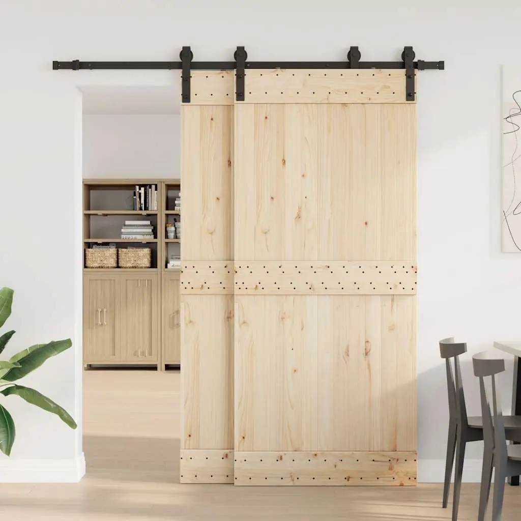 Sliding Door Hardware Kit Indoor Use 200cm Steel Black Track Rail System