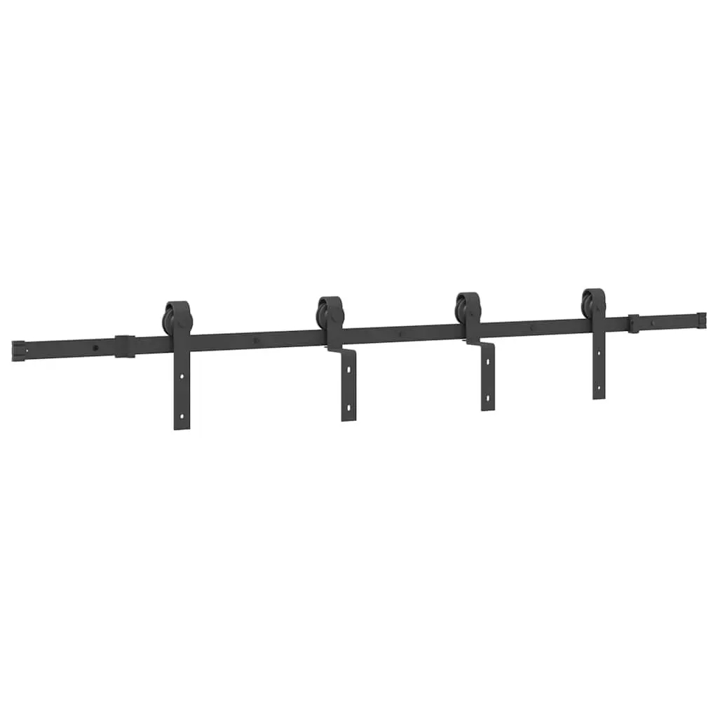 Sliding Door Hardware Kit Indoor Use 200cm Steel Black Track Rail System