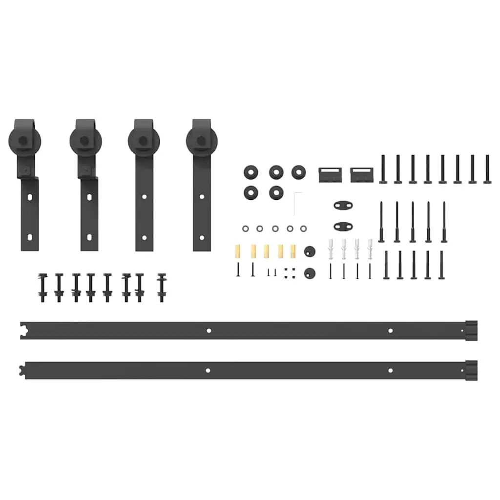 Sliding Door Hardware Kit Indoor Use 200cm Steel Black Track Rail System