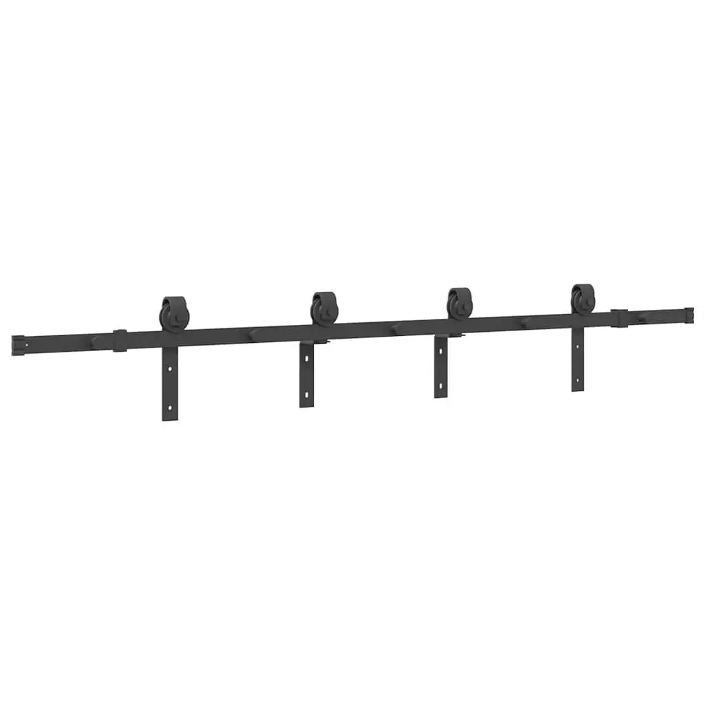 Sliding Door Hardware Kit Indoor Use 200cm Steel Black Track Rail System