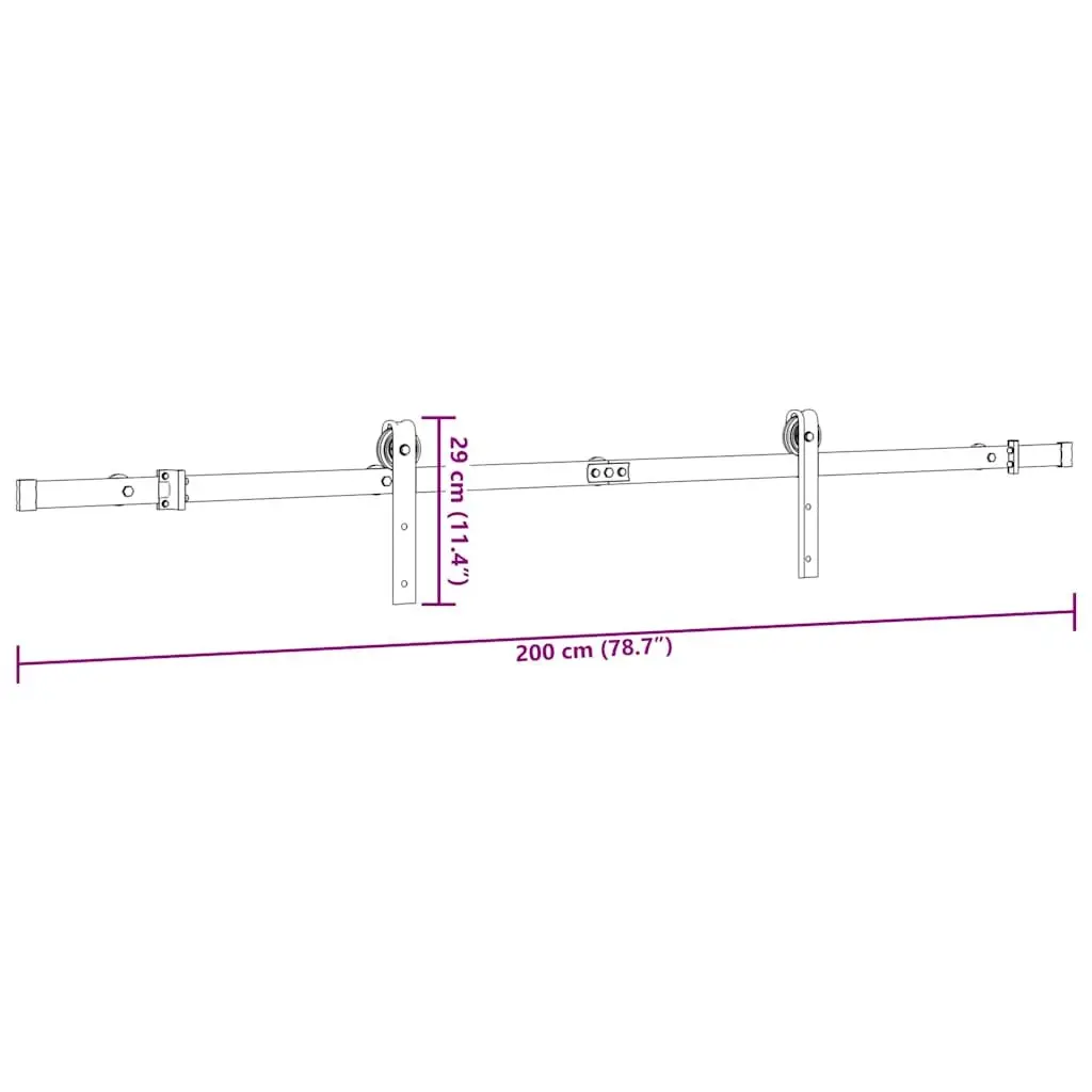 Sliding Door Hardware Kit 200cm Steel Track Rail System for Interior Doors
