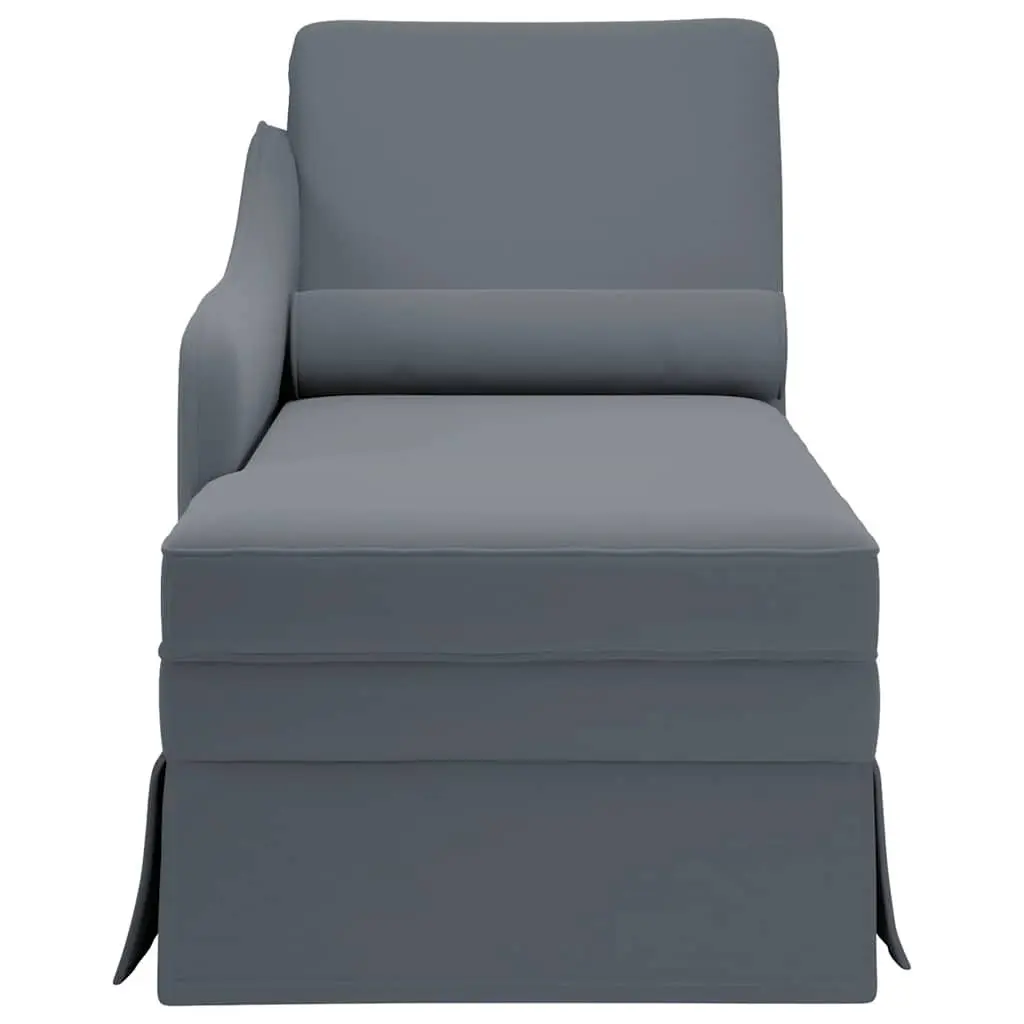 Chaise Lounge with Bolster Right Armrest Dark Grey Velvet Furniture Living Room