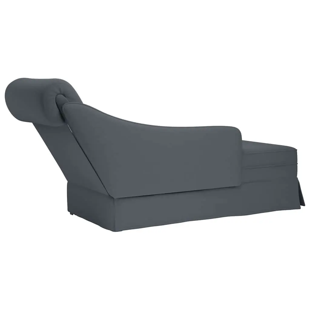 Chaise Lounge with Bolster Right Armrest Dark Grey Velvet Furniture Living Room