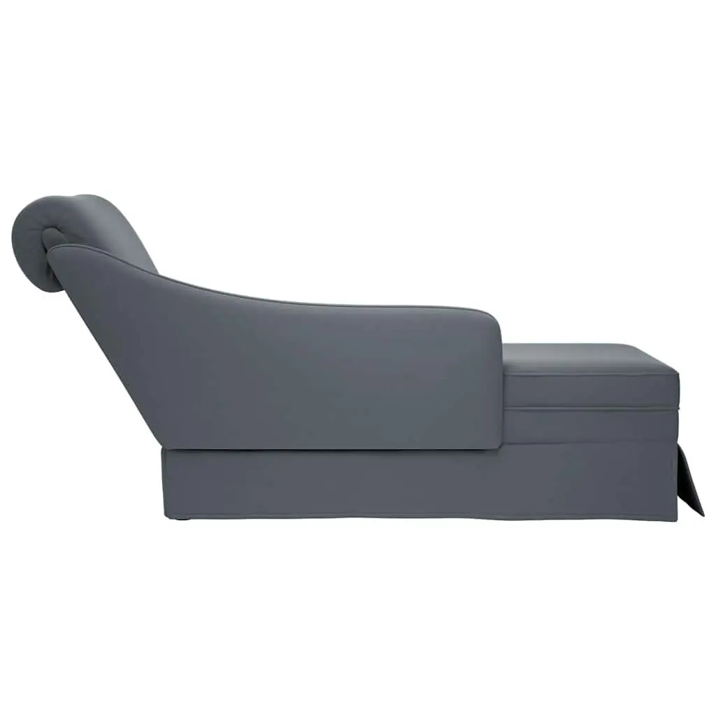Chaise Lounge with Bolster Right Armrest Dark Grey Velvet Furniture Living Room