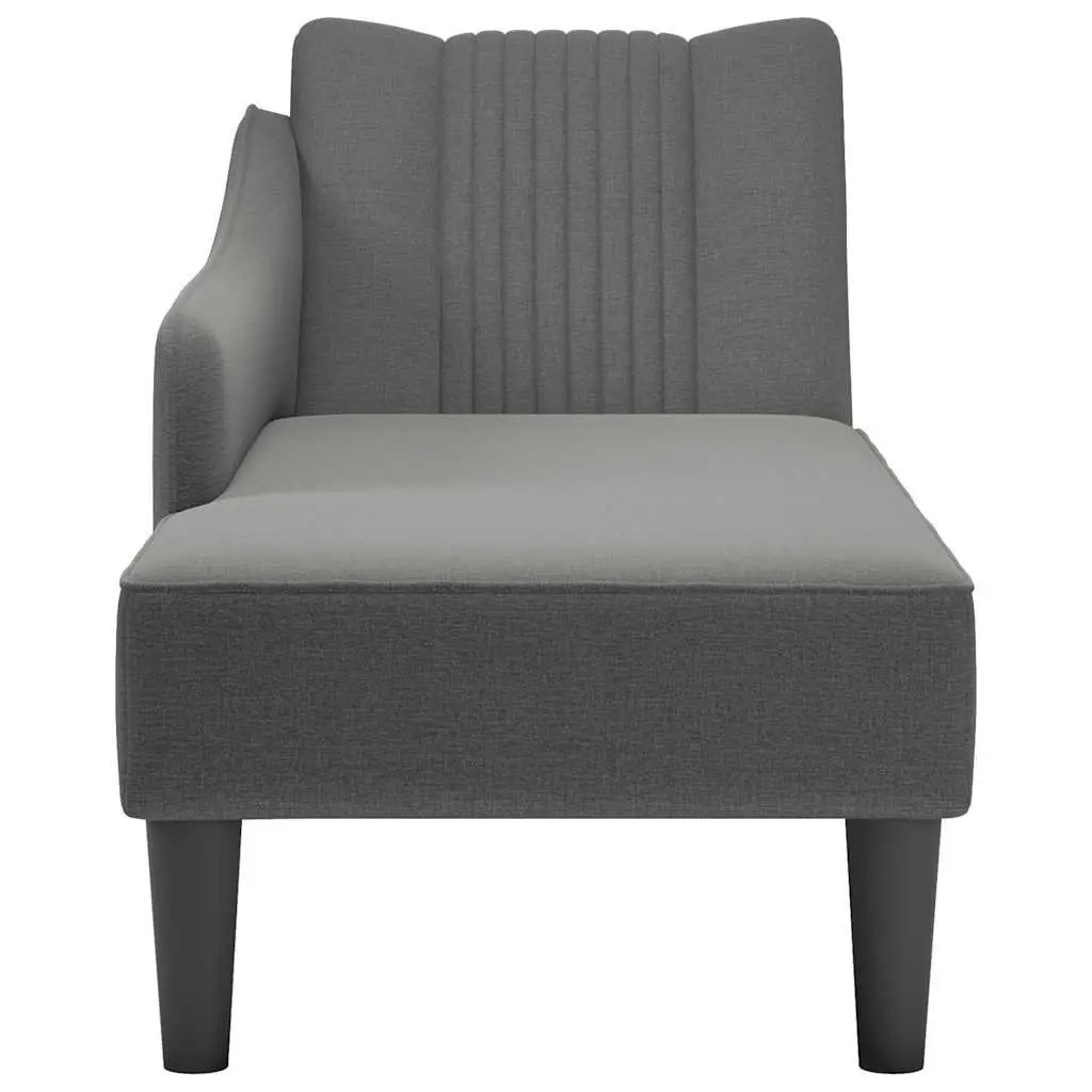 Chaise Lounge with Right Armrest Grey Fabric Comfortable Lounger Living Room