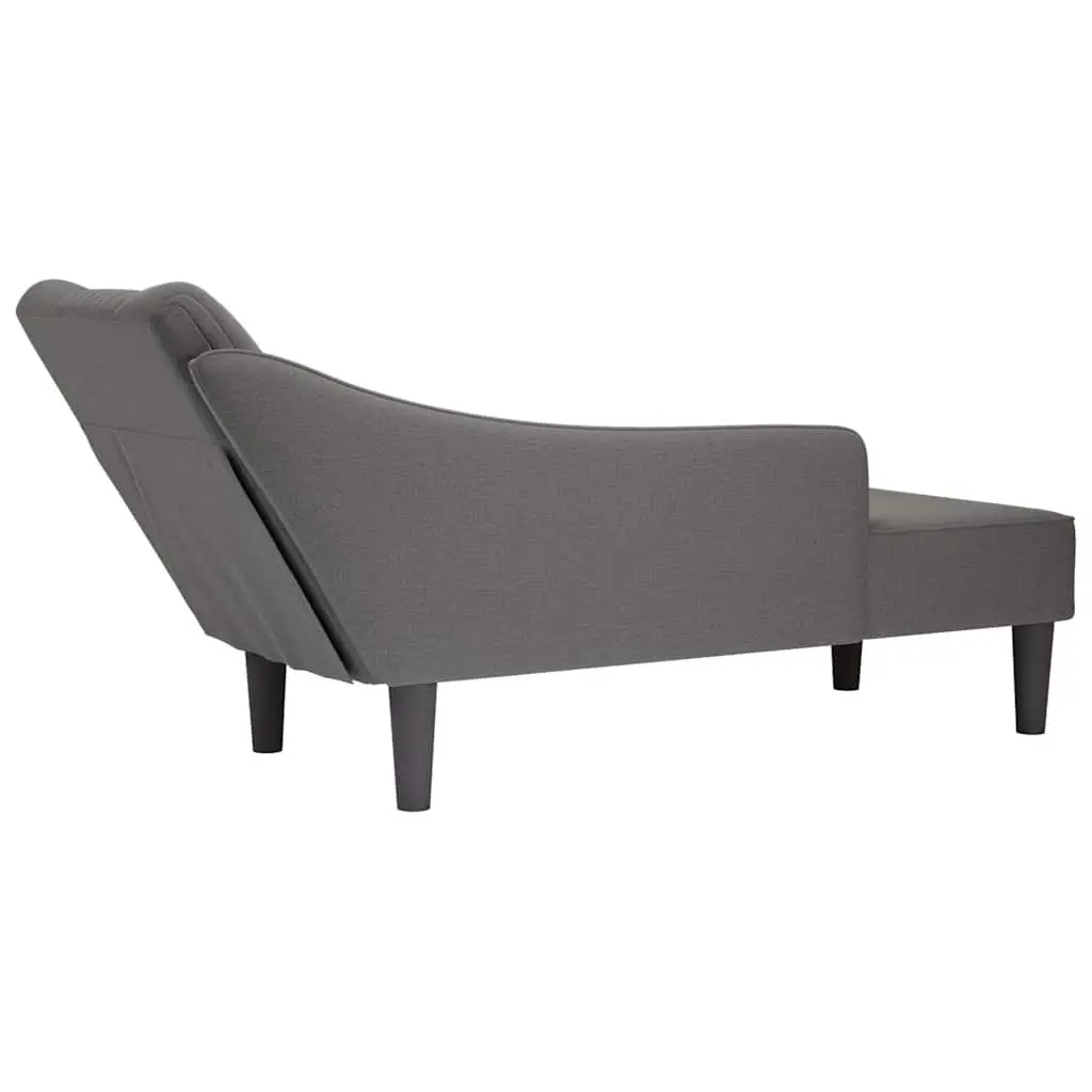 Chaise Lounge with Right Armrest Grey Fabric Comfortable Lounger Living Room
