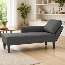 Specifications of Grey Corduroy Chaise Lounge with Pillow