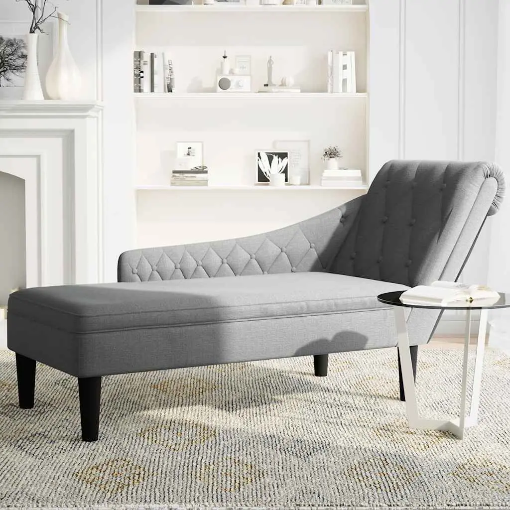 Chaise Lounge Sofa for Living Room Light Grey with Right Armrest and Lumbar Pillow