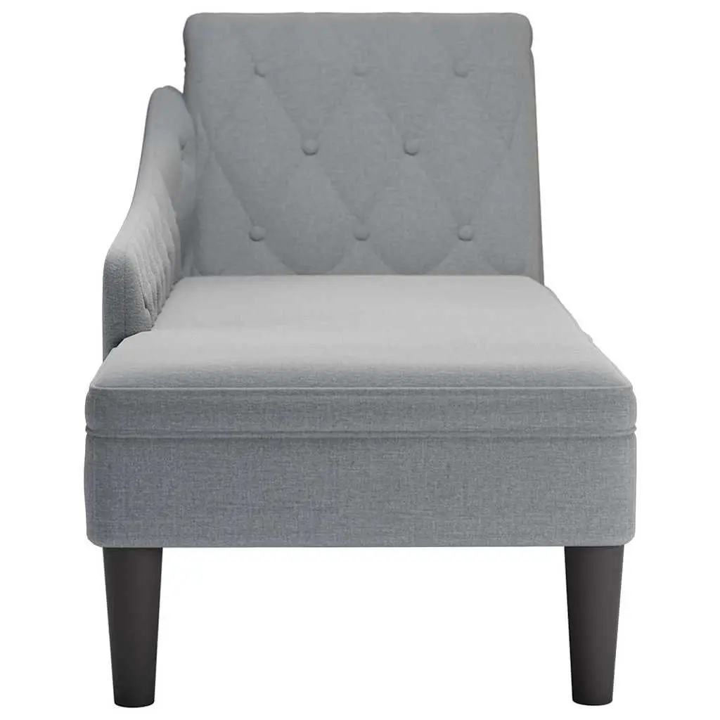 Chaise Lounge Sofa for Living Room Light Grey with Right Armrest and Lumbar Pillow