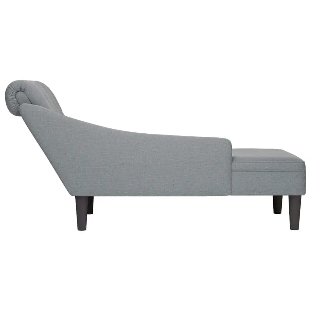 Chaise Lounge Sofa for Living Room Light Grey with Right Armrest and Lumbar Pillow