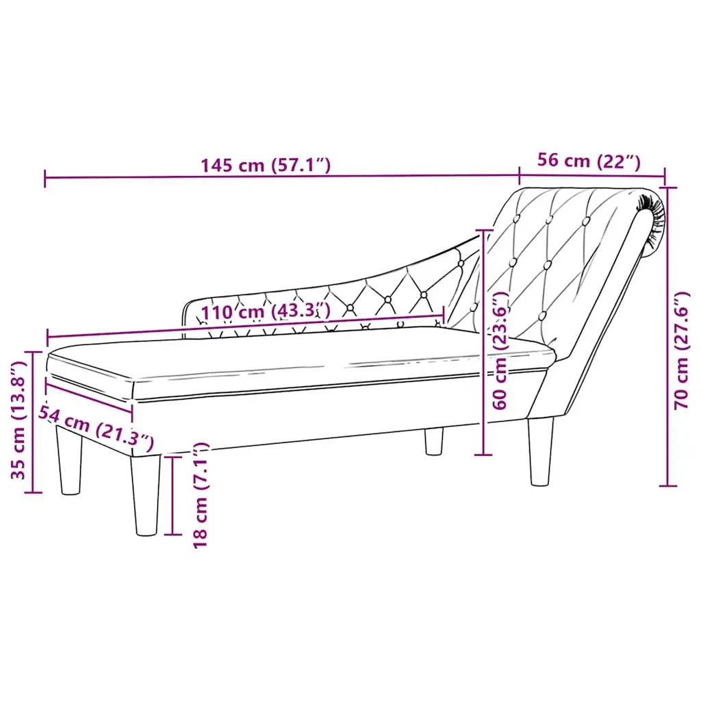 Chaise Lounge Sofa for Living Room Light Grey with Right Armrest and Lumbar Pillow
