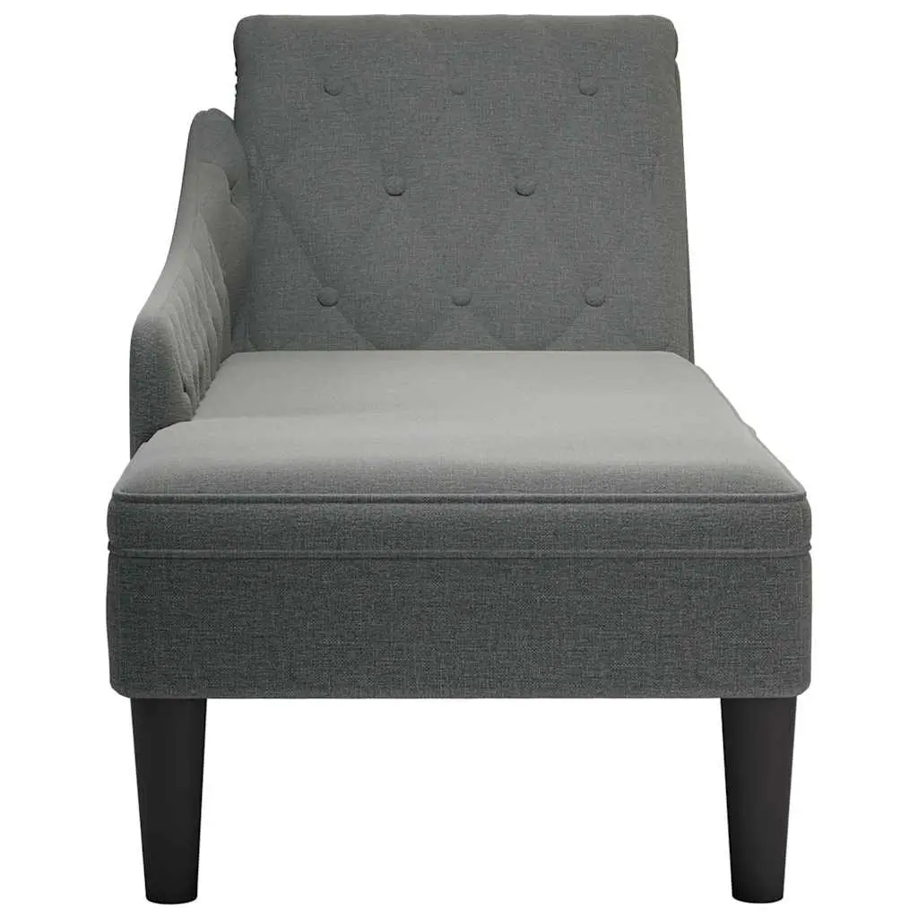 Chaise Lounge Chair Grey Fabric Living Room Right Armrest