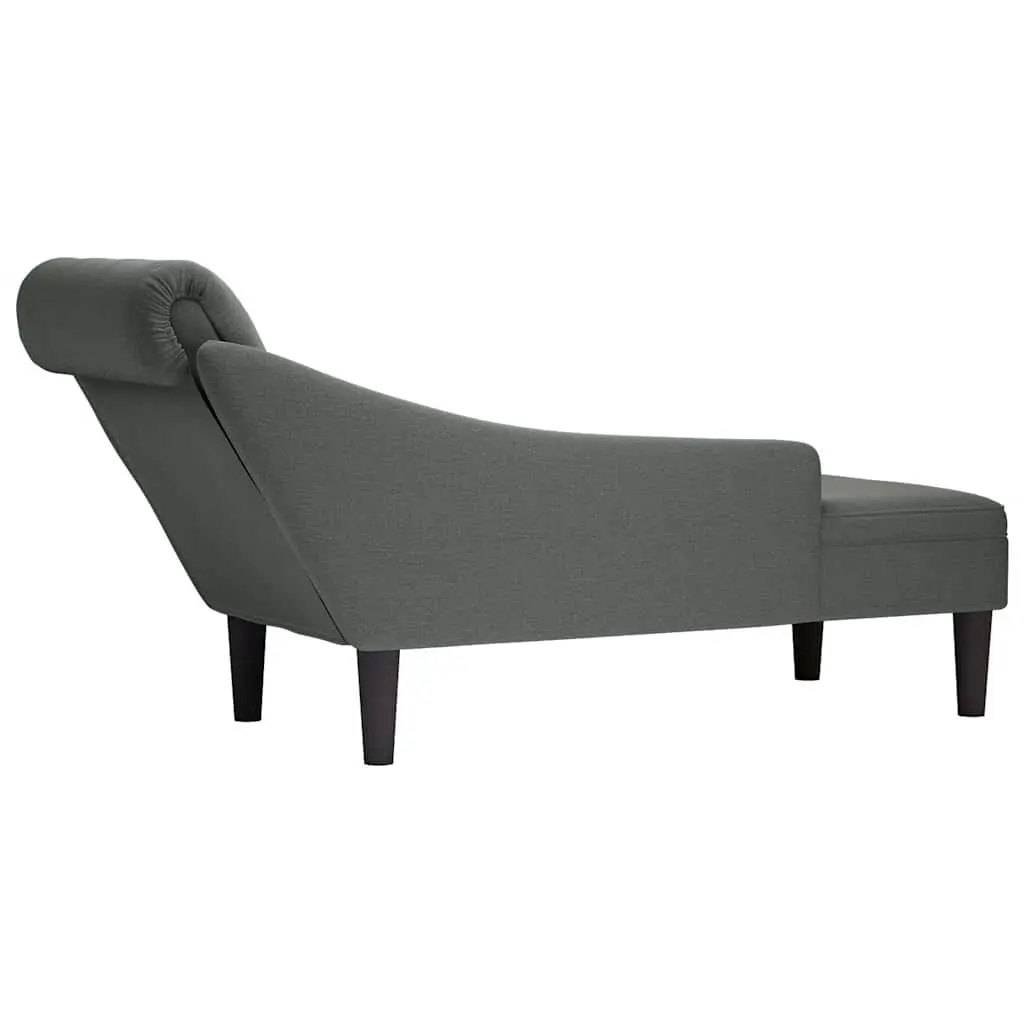 Chaise Lounge Chair Grey Fabric Living Room Right Armrest
