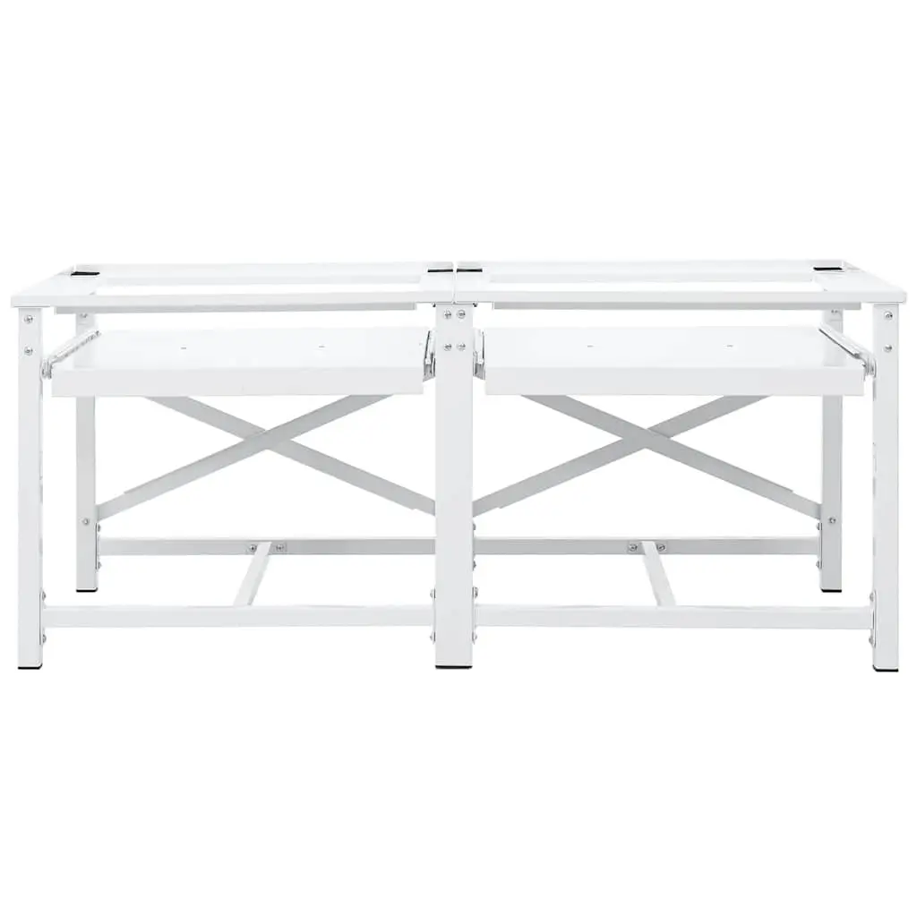 Washing Machine Pedestal for Laundry Room with Pull-Out Storage Shelves White