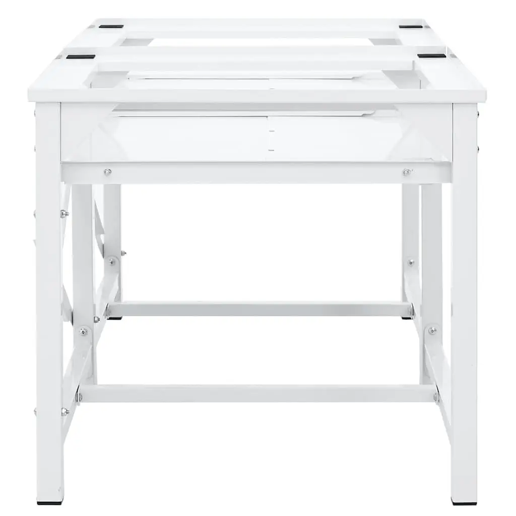 Washing Machine Pedestal for Laundry Room with Pull-Out Storage Shelves White