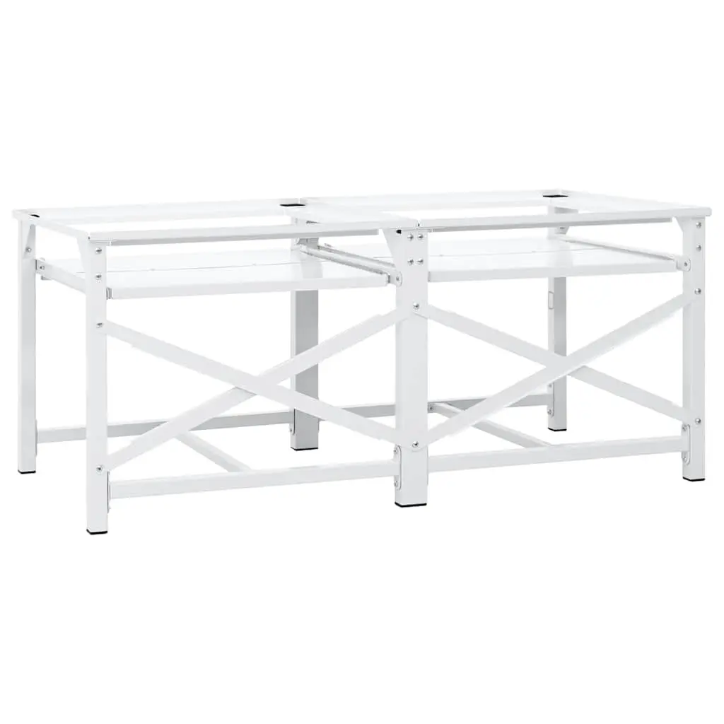 Washing Machine Pedestal for Laundry Room with Pull-Out Storage Shelves White