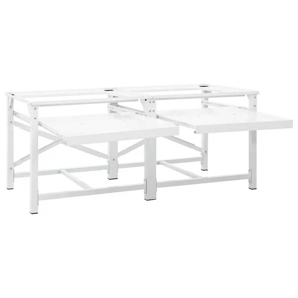 Washing Machine Pedestal for Laundry Room with Pull-Out Storage Shelves White