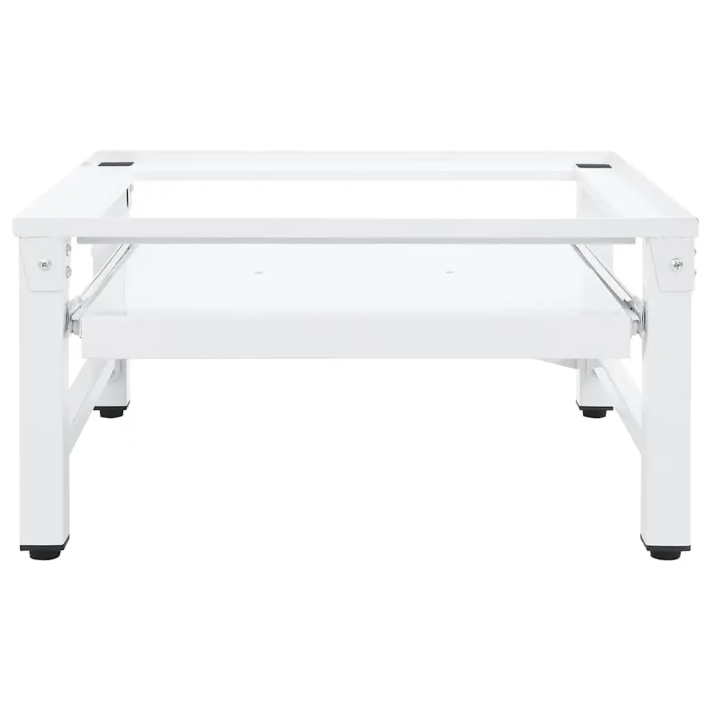 Washing Machine Pedestal for Laundry with Pull-out Shelf White Steel Frame